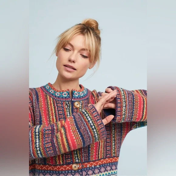 Anthropologie Moth Livia Intarsia Cardigan - Picture 7 of 11